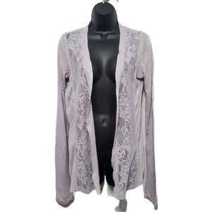 UO Pins and Needles Grey Lace Panel Cardigan Size Medium